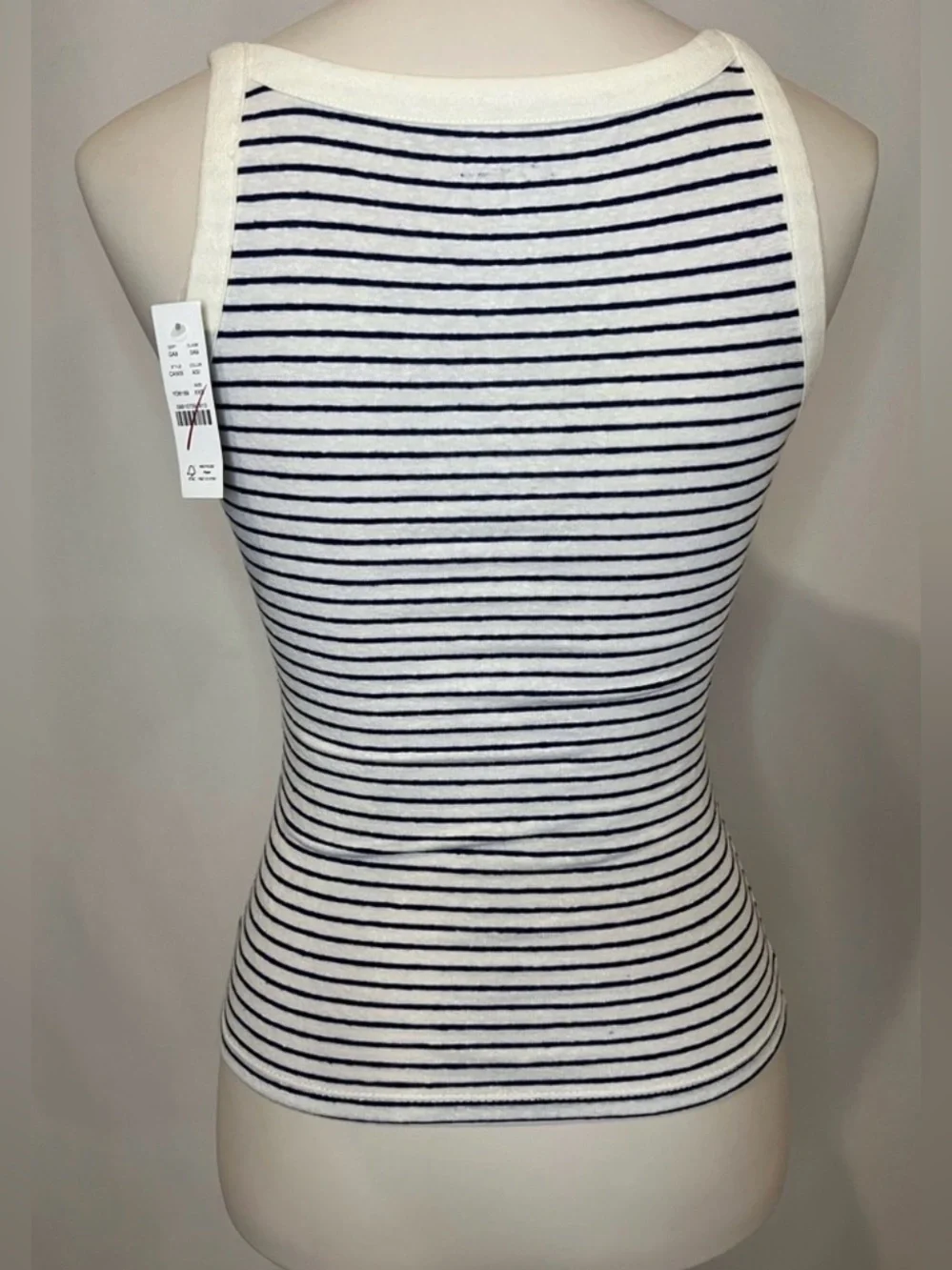J.Crew High-neck tank top in striped stretch linen blend
